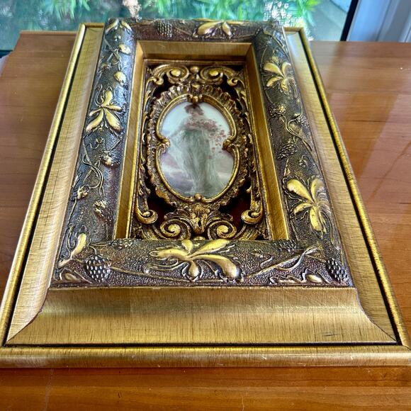 Vintage Ornate Gold Framed Print of Woman with Flowers, Victorian Style Wall Art - Picture 9 of 16